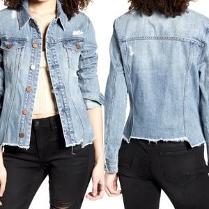 BlankNYC Woman’s Denim Jacket “Rise Above” “Raw Hem” Medium
